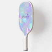 Teal & Purple Iridescent Design, Script Name Pickleball Paddle (Links)