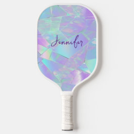 Teal & Purple Iridescent Design, Script Name Pickleball Paddle
