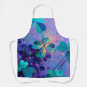 Teal & Purple Lucky Clover Art Apron Schort (Voorkant)