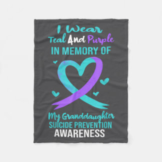 Teal Purple Memory Granddaughter Suicide Preventio Fleece Deken