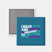 Teal Purple Ribbon Suicide Awareness Brother Aware Magneet (Voorkant / Achterkant)