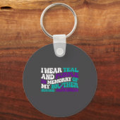 Teal Purple Ribbon Suicide Awareness Brother Aware Sleutelhanger (Voorkant)