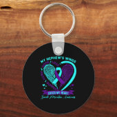 Teal Purple Suicide Prevention Awareness Nephew He Sleutelhanger (Voorkant)
