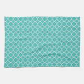 Teal Quatrefoil Patroon Theedoek (Horizontaal)