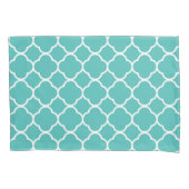 Teal Quatrefoil Pattern Kussensloop (Voorkant-Links)