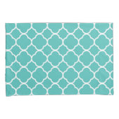 Teal Quatrefoil Pattern Kussensloop (Voorkant-Rechts)