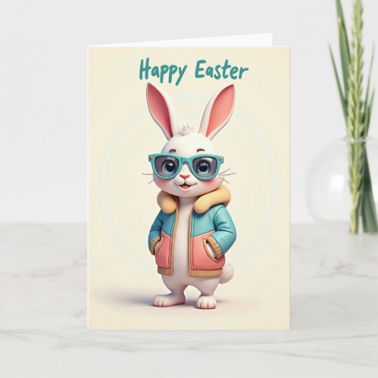 Teal Rabbit Easter Card Kaart (Voorkant)
