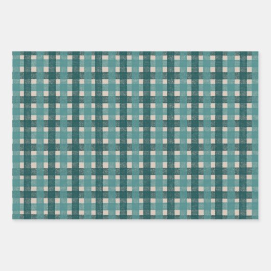 Teal Red Retro Gifts Plaid Pattern Christmas Inpakpapier Vel (Voorkant 3)