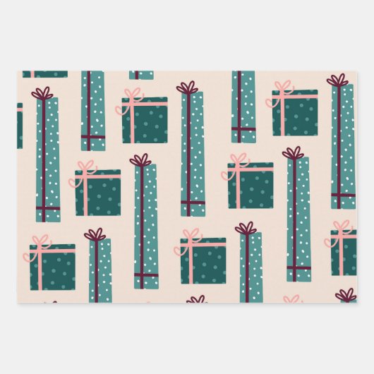 Teal Red Retro Gifts Plaid Pattern Christmas Inpakpapier Vel (Voorkant 2)