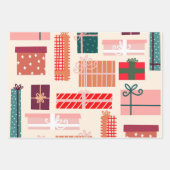 Teal Red Retro Gifts Plaid Pattern Christmas Inpakpapier Vel (Voorkant)