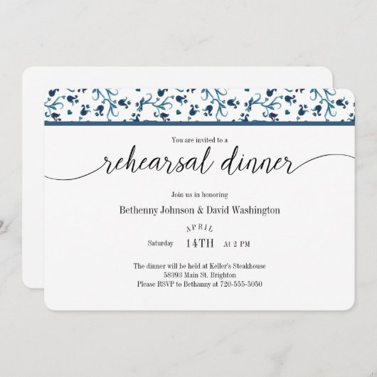 Teal Rehearsal Dinner Invitation (Devant / Derrière)