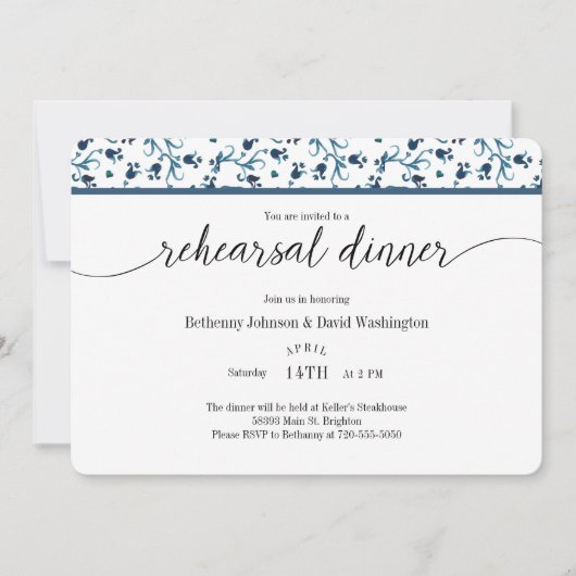 Teal Rehearsal Dinner Invitation (Devant)