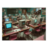 Teal Retro Computer Lab Classroom Perfect Poster (Voorkant)