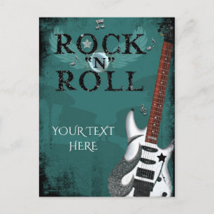 Teal Rock N Roll Star Verjaardagsfeest Event Uitnodiging Briefkaart