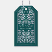 Teal Royal Medieval Silver Sword Wedding Welcome Cadeaulabel (Voorkant)