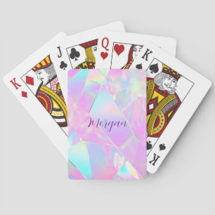 Teal & Roze Iriserende Ontwerp, Script Naam Pokerkaarten