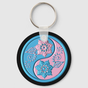 Teal & Roze Yin Yang Sleutelhanger