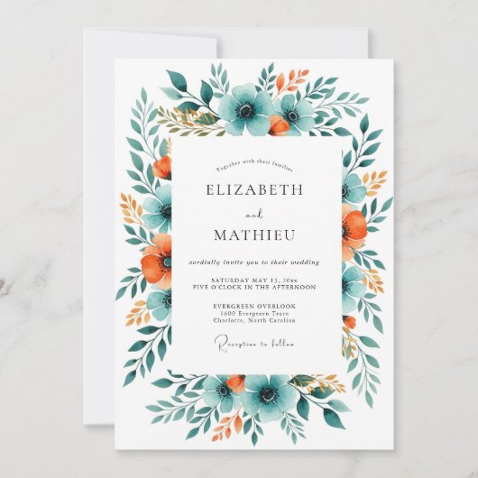 Teal Rust Breathtaking Harvest Wedding Kaart (Voorkant)
