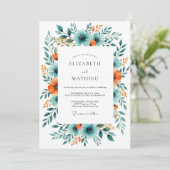 Teal Rust Breathtaking Harvest Wedding Kaart (Staand voorkant)