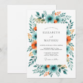Teal Rust Breathtaking Harvest Wedding Kaart (Voorkant / Achterkant)
