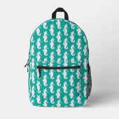 Teal Seahorse Pattern Bedrukte Rugzak (Voorkant)