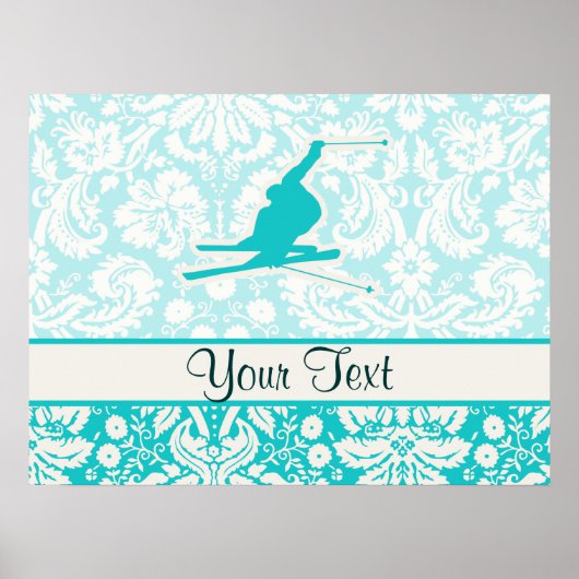 Teal Snow Skiing Poster (Voorkant)