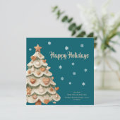 Teal Snowflake Gingerbread Holiday card Kaart (Staand voorkant)