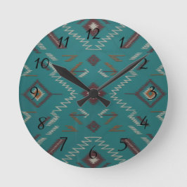 Teal Southwest Navajo Geometric Ronde Klok