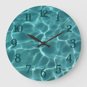 Teal Splash Nummers Zwembad Muurklok Grote Klok