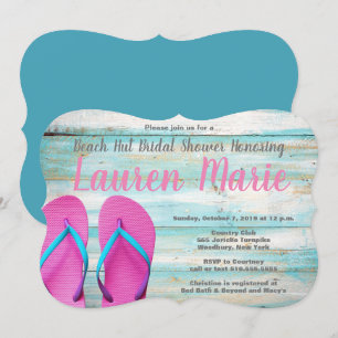 Teal Strandhut Flip Flops Bruidsfeest Kaart