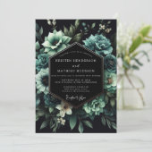 Teal Succulent Bloom Wedding Kaart (Staand voorkant)