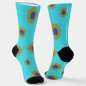 Teal Sunflower Pattern Women's Socks Sokken (Gebogen)