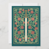 Teal Sword Floral Medieval Fantasy Wedding Kaart (Achterkant)