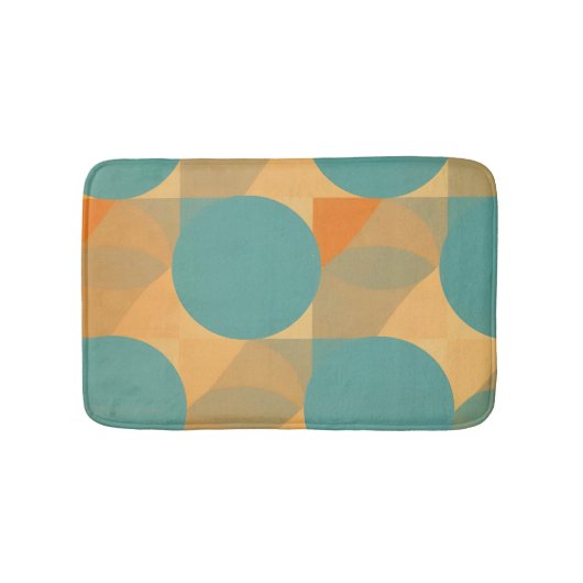 Teal, Tan, and Orange in Retro Look Pattern Badmat (Voorkant)