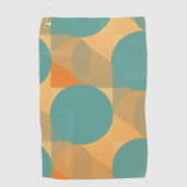 Teal, Tan, and Orange in Retro Look Pattern Golfhanddoek (Voorkant)