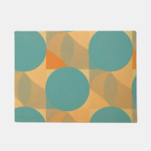 Teal, Tan en Oranje in Retro Look Patroon