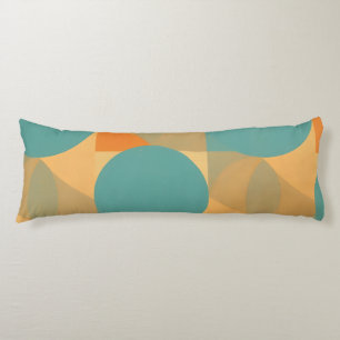 Teal, Tan en Oranje in Retro Look Patroon Lichaamskussen