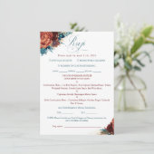 Teal Terracotta Floral Boho Wedding RSVP Card (Staand voorkant)