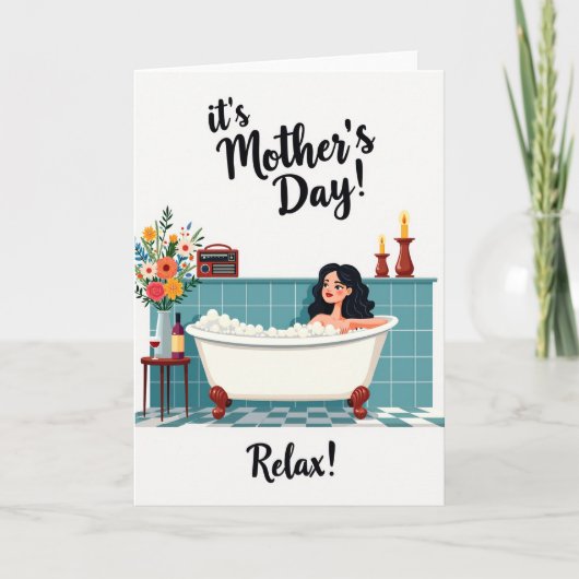 Teal Tile Relaxing Bath Card Kaart (Voorkant)