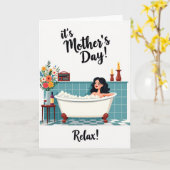 Teal Tile Relaxing Bath Card Kaart (Gele Bloem)