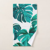 Teal Tropical Monstera Leaf Seamless Pattern Art (Serviette à main)