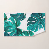 Teal Tropical Monstera Leaf Seamless Pattern Art (Serviette à main)