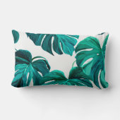 Teal Tropical Monstera Leaf Seamless Pattern Art Kussen (Achterkant)