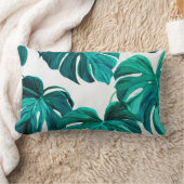 Teal Tropical Monstera Leaf Seamless Pattern Art Kussen (Deken)