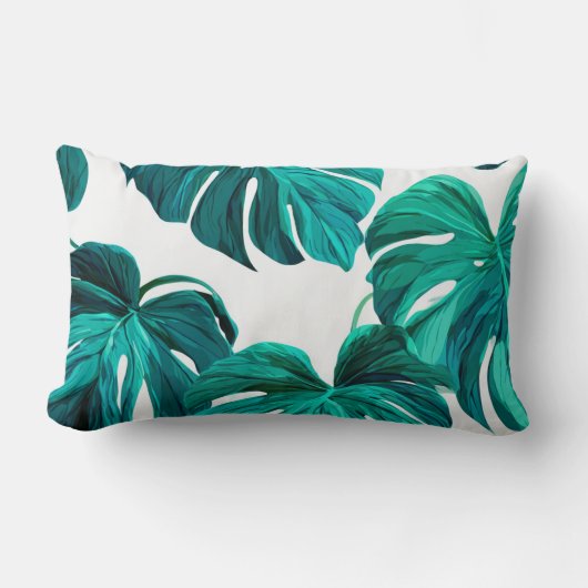 Teal Tropical Monstera Leaf Seamless Pattern Art Kussen (Voorkant)