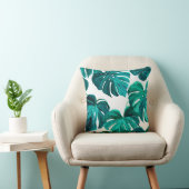 Teal Tropical Monstera Leaf Seamless Pattern Art Kussen (Stoel)