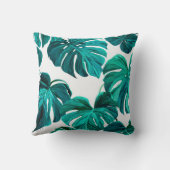 Teal Tropical Monstera Leaf Seamless Pattern Art Kussen (Achterkant)