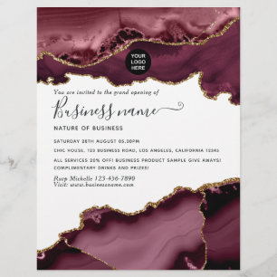 Teal - Turquoise en goud agaat grand opening flyer