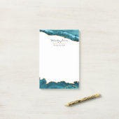 Teal - Turquoise en Goud Geode Agate Zakelijk Post-it® Notes (Op bureau)