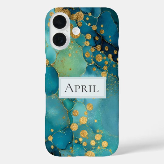 Teal, Turquoise & Gold Marble  Case-Mate iPhone Case (Achterkant)